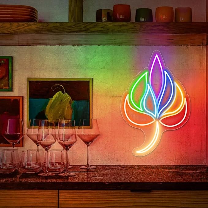 Seven Charka leaf neon sign,Charkas neon sign,Chakra Symbols Neon, Yoga neon, Mandala neon, Meditation sign, Peaceful Sign, Psychic Chakras Healing Exercise, Yoga Studio, Storefront, Meditation