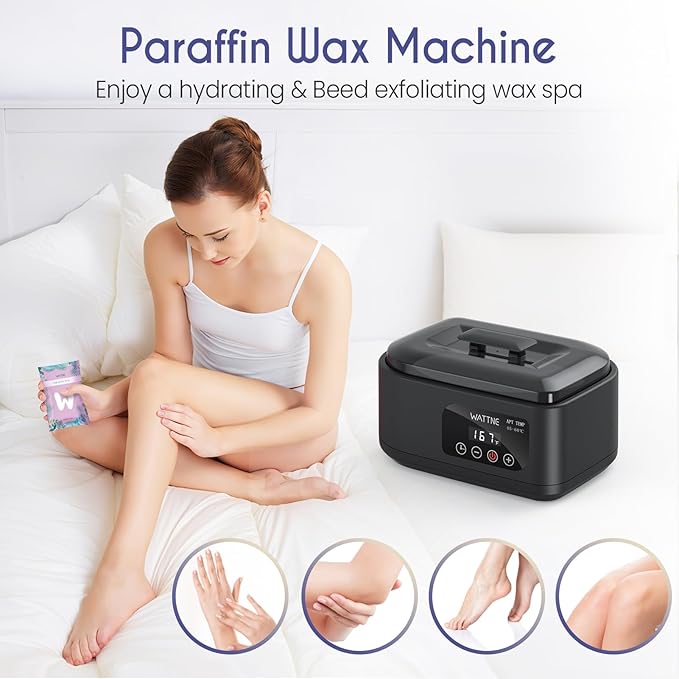 Wattne Paraffin Wax Machine for Hands & Feet – Paraffin Wax Warmer Moisturizing Kit with Auto-Timer & Precision Temperature Control, Paraffin Wax Bath for Arthritis, Dry Skin Care, Home Spa-Black