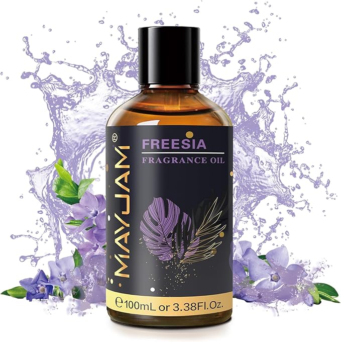 100ML/3.38FL.OZ Freesia Fragrance Oils with Glass Dropper, Essential Oils for Diffusers for Home, Long Lasting Scented Oils for Diffusers Soap Candle Making