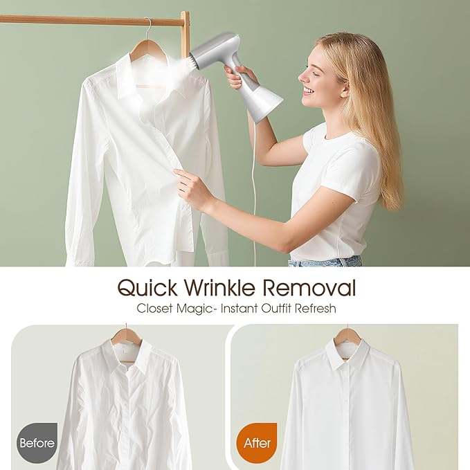 Handheld Garment Steamer for Clothes, Travel Steamer for clothing Portable Mini, 302°F Turbo Extreme Penetrating Steam Wrinkle reduction, 20s fast heat up steam iron, Ideal for Home, Office