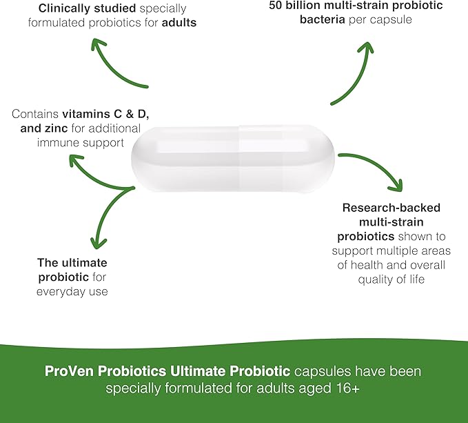 Ultimate Probiotic for Adults | 50 Billion CFU | Supports Digestion, Immunity & Healthy Weight | 30 Multi-Strain Probiotics Capsules | Vegetarian, Gluten-Free, Lactose-Free