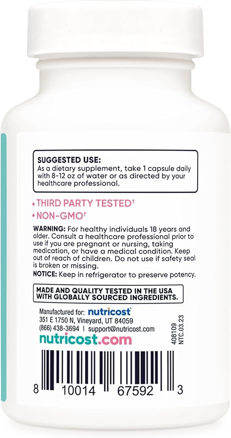 Nutricost Probiotic for Women 60 Billion CFU, 60 Capsules, Complex with Acacia Fiber, Uva Ursi, & Cranberry Extract - Non-GMO & Gluten Free
