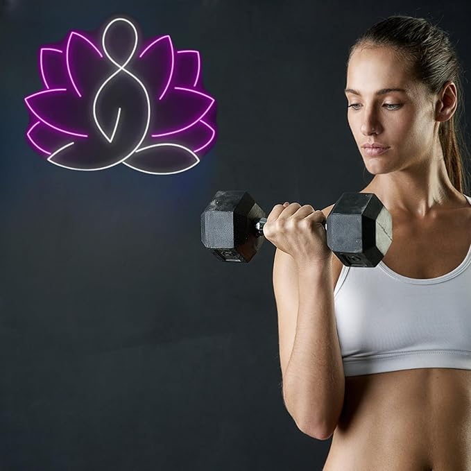Lotus Pose Yoga Neon Sign, Yoga Led Sign, Meditation Led Light, Exercise Room Wall Decor, Buddha Lotus, Pilates Studio Art Meditation Room Wall Art Yoga Lover Gift, Psychic Chakras Healing Exercise