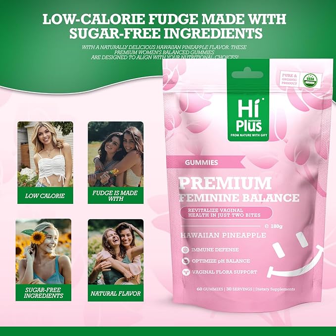 Premium Women's Vaginal Probiotics - Immune Health Support, Digestive Health, Vegan, Non-GMO, Gluten-Free, PH-Balanced Hawaiian Pineapple Flavored Gummies, 60 Gummies