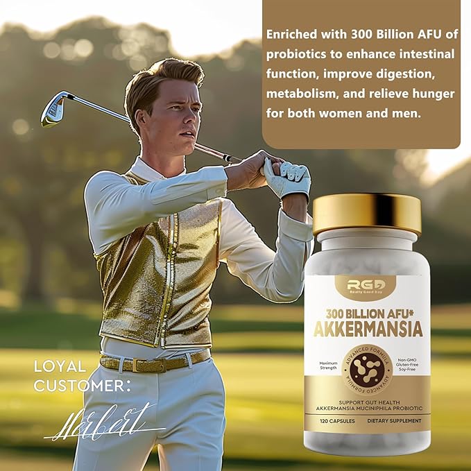 RGD 120 Capsules GLP-1 Akkermansia Probiotics 300 Billion AFU, Prebiotics and Probiotics Muciniphila for Immune & Overall Digestive Health, Gut Supplement for Men & Women