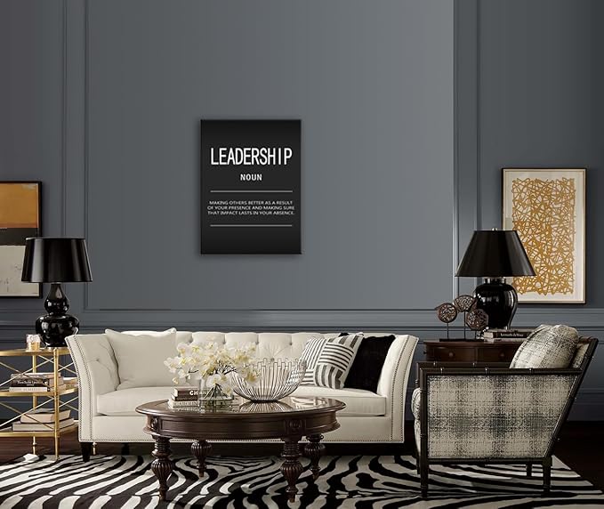 Inspirational Canvas Painting Wall Art Success Quote Inspirational Wall Art Leadership Noun Black Poster Positive Motivational Framed Artwork Prints Picture for Home Office Living Room[30" W X 40" H]