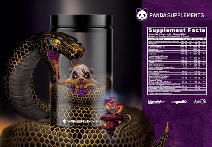 Undergound Bio Labs: Panda Supps Pandamic, Extreme Pre Workout for Maximum Performance, Pump, and Focus (40 Scoops) (Grape Bubblegum)