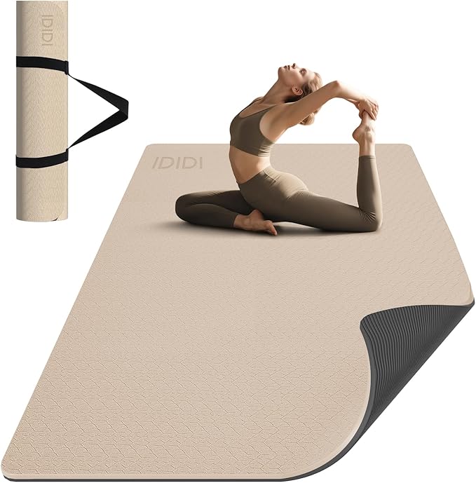 8mm Large Yoga Mat (6'x 4') - Extra Long and Wide 72 x 48 x 0.32 inches, Non-Slip POE Fitness Mat, Eco-Friendly, Thick Wide Exercise Mat for Home Workouts,Ideal for Yoga and Pilates.
