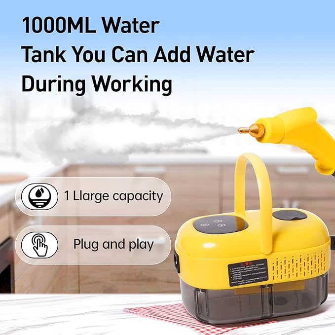 2500W Portable Steam Cleaner, Steam Shot Cleaner Handheld Steamer for Car Detailing, High Heat Cleaning Machine with Brush Heads for Bed Bugs Couch Furniture Kitchen Bathroom Grout and Tile