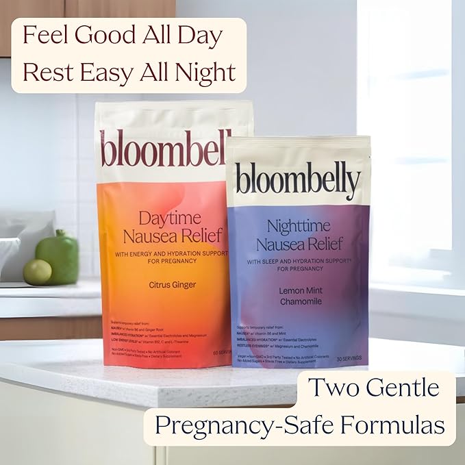 Morning Sickness + Nausea Relief. Electrolytes Hydration Support. Safe Energy Boost + Prenatal Vitamins with Magnesium, Vitamin b6. First Trimester Pregnancy Must Haves 60 Servings