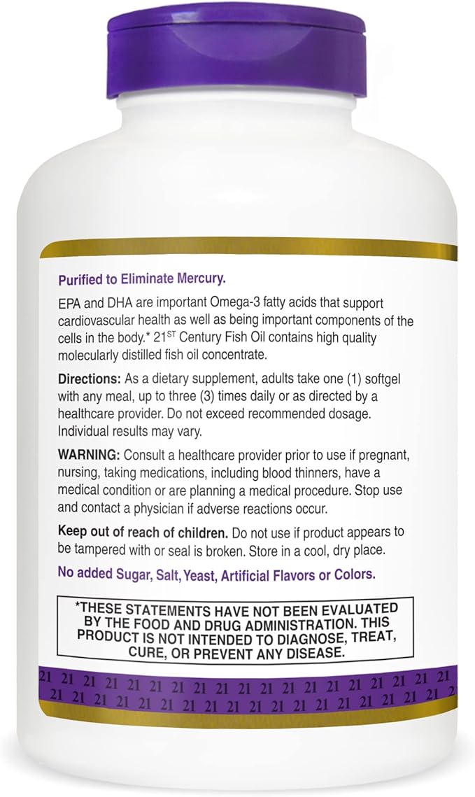 21st Century Fish Oil 1200 mg Softgels, 140 Count