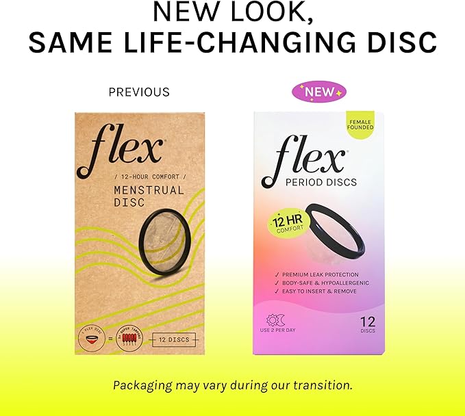Flex Menstrual Discs | Disposable Period Discs | Reduce Cramps & Dryness | Beginner-Friendly Tampon Alternative | Capacity of 5 Super Tampons | Made in Canada | 3-Pack (36 Total Count)