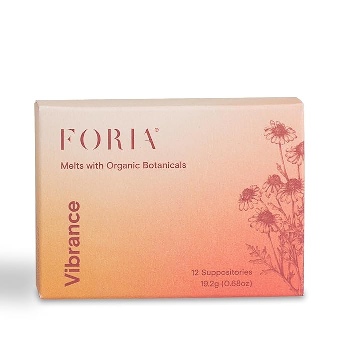 FORIA Vibrance Melts - Organic, Fragrance- Free, Natural Moisturizing Vaginal Suppositories - 12 Count