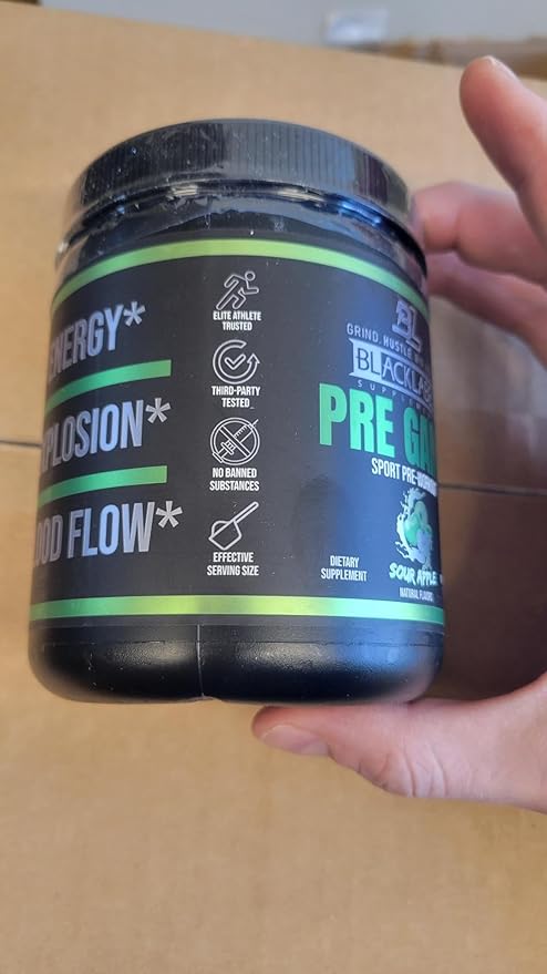 BLACKLABEL Supplements PRE-Game Pre Workout Powder, Sour Apple (40 Servings) – NSF Certified for Sport – Customizable 150mg Caffeine for Energy and Focus – Low-Stimulant Pre Workout for Men and Women