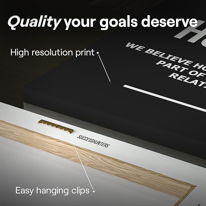 6X Motivational canvas, wall art for bedroom and office, inspirational black and white canvas poster, motivational poster set, decor bundle for home, wall pictures for living room (6x - 30 X 30 in)