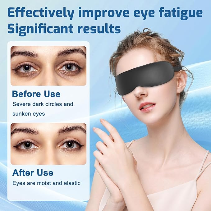 Heated Eye Mask for Dry Eyes, Warm Eye Compress with Flaxseed & Temperature Control, Dry Eye Mask for Relax & Reduce Strain Dark Circle Improve Sleep