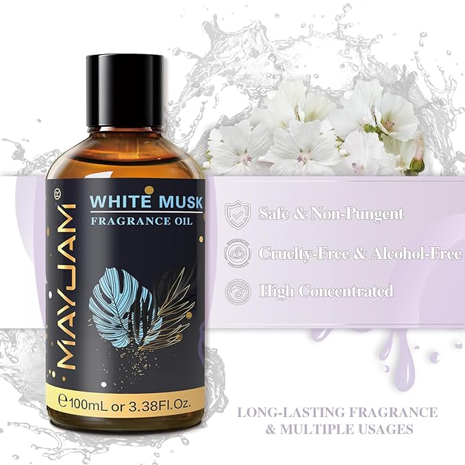 100ML/3.38FL.OZ White Musk Fragrance Oils with Glass Dropper, Essential Oils for Diffusers for Home, Long Lasting Scented Oils for Diffusers Soap Candle Making