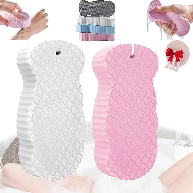 Spirittion Magic Super Soft Exfoliating Bath Sponge, 3D Super Soft Exfoliating Bath Sponge, Reusable for Adults Children and Wome (2 PCS MIX2)