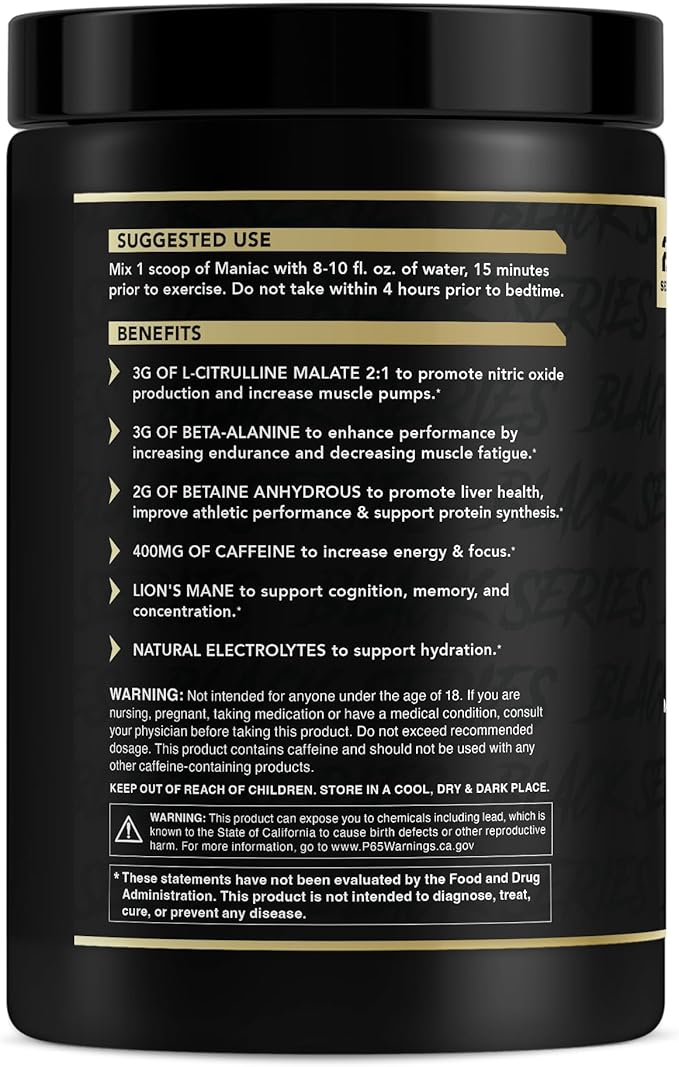 Anabolic Warfare Black Series Maniac, Pre-Workout Powder, Supports Nitric Oxide, Muscle Pumps, and Protein Synthesis* Apple Ambush