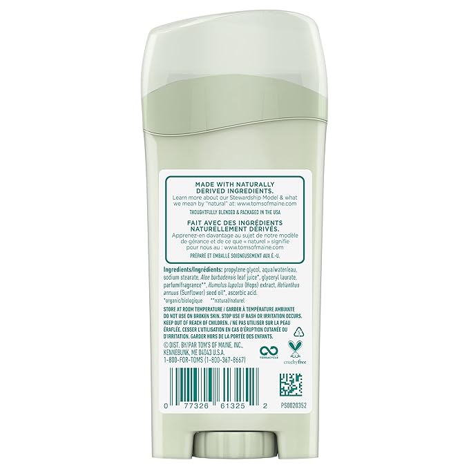 Tom's of Maine, Natural Long Lasting Aluminum Free Deodorant - Refreshing Lemongrass, 2.25 Ounce