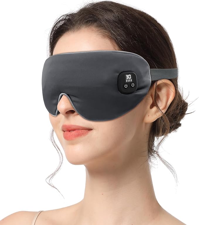 Heated Eye Mask, Cordless Warm Eye Compress for Stye Blepharitis Chalazion MGD, Washable & Detachable Eye Heating Pad for Dry Eyes, 4 Temperature Levels & 4 Timer Levels