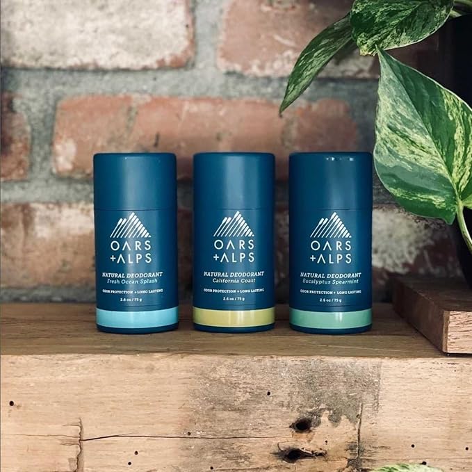 Oars + Alps Aluminum Free Deodorant for Men and Women, Dermatologist Tested and for Sensitive Skin, Travel Size, Variety, 3 Pack, 2.6 Oz Each
