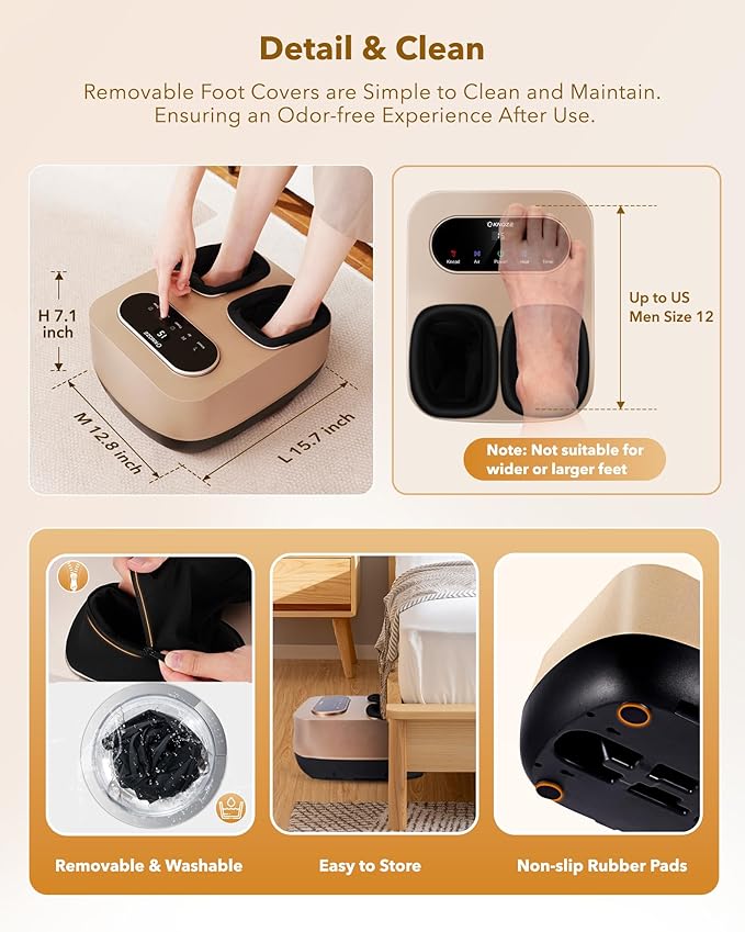 Foot Massager with Heat and Remote, Shiatsu Deep Kneading Feet Massager for Plantar Fasciitis & Neuropathy, Foot Warmer, Gifts for Mom Women Men Dad, Fits Up to Men Size 12(Gold)