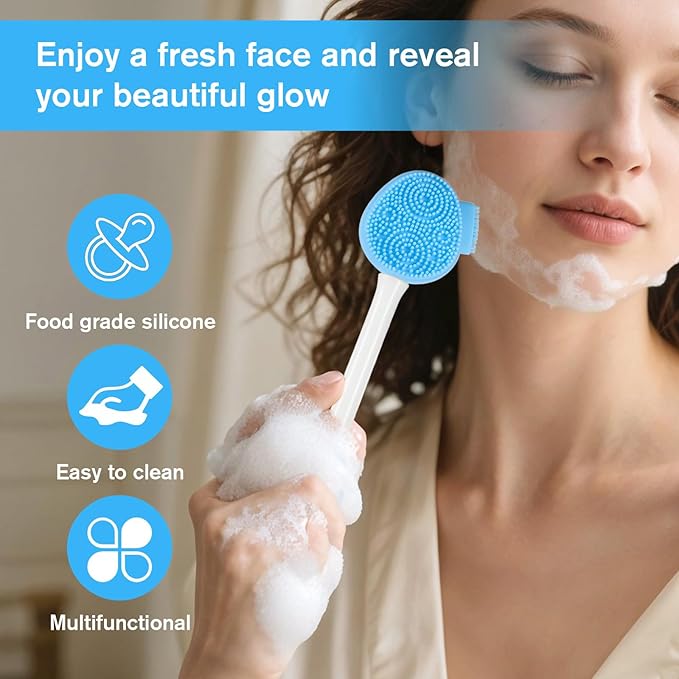 Blue Face Scrubber, Silicone Face Mask Brush Manual Facial Cleansing Brush Faces Exfoliator Scrubber Exfoliating Lip Brushes Facial Skin Care Tool for Makeup Residues Removal Blackheads Whiteheads