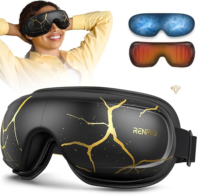 RENPHO Eye Massager with Heat and Cooling, Birthday Gifts for Women/Men, Eyeris Kintsugi Voice Control Eye Sleep Mask for Migraines, Eye Care Device for Relaxation