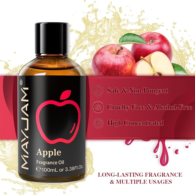 100ML/3.38FL.OZ Apple Fragrance Oils with Glass Dropper, Essential Oils for Diffusers for Home, Long Lasting Scented Oils for Diffusers Soap Candle Making