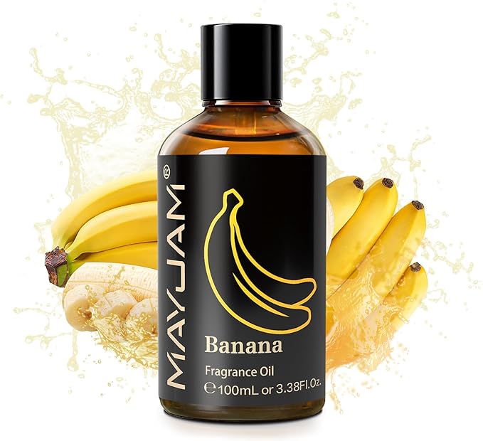 100ML/3.38FL.OZ Banana Fragrance Oils with Glass Dropper, Essential Oils for Diffusers for Home, Long Lasting Scented Oils for Diffusers Soap Candle Making