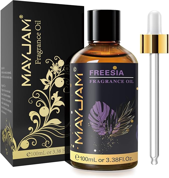 100ML/3.38FL.OZ Freesia Fragrance Oils with Glass Dropper, Essential Oils for Diffusers for Home, Long Lasting Scented Oils for Diffusers Soap Candle Making
