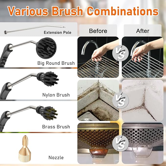 2500W Handheld Steam Cleaner, High-Temperature Pressurized Steam Cleaner, Grout Steam Cleaner, High Heat Steamer for Cleaning Couch, Floor Tile, Bathroom, Microwave, Mattress Bed Bugs, Windows