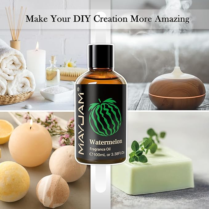 100ML/3.38FL.OZ Watermelon Fragrance Oils with Glass Dropper, Essential Oils for Diffusers for Home, Long Lasting Scented Oils for Diffusers Soap Candle Making