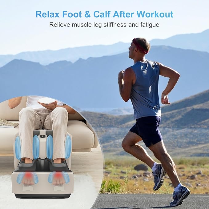 COMFIER 2-in-1 Shiatsu Foot Massager&Foot Rest,Foot and Calf Massager with APP Control,Heated Feet Massager for Foot Pain Relief,Gifts for Men Women