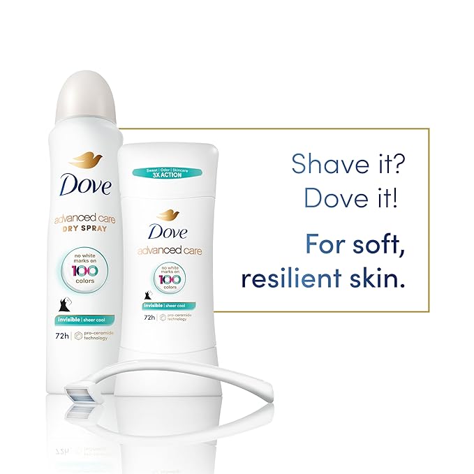Dove Advanced Care Antiperspirant Deodorant Stick Sheer Cool for Soft, Resilient Skin, with 72-Hour Sweat & Odor Protection, 2.6 oz