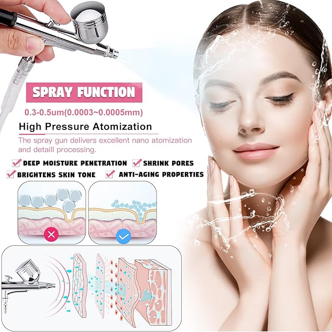 Updated 3 in 1 Microdermabrasion Machine, Professional 65-68cmhg Vacuum Suction Power Facial Clean Diamond Machine for Home Use, Beauty Star Salon Eeffect Skin Care Equipment with Vacuum & Spray Gun