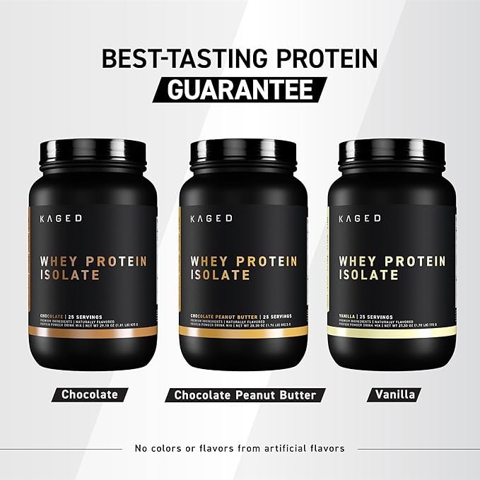 Kaged Whey Protein Isolate Powder Vanilla 100% Pure Low Lactose Whey Post Workout Recovery Drink Supports Muscle-Building 25g per Serving 41 Servings