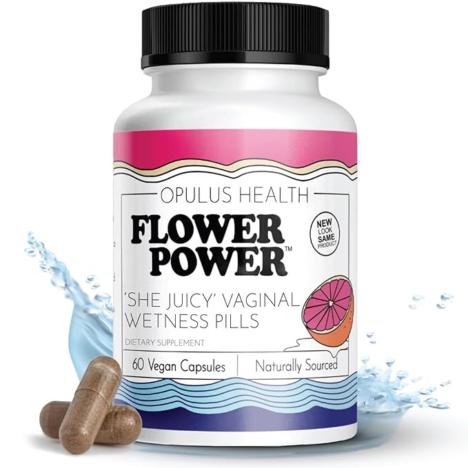 Flower Power She Juicy Feminine Support Capsules – 60 ct | Slippery Elm Bark Supplement for Women | Natural Hydration & Wellness | pH Balance Support | Made in USA | Vegan & Non-GMO