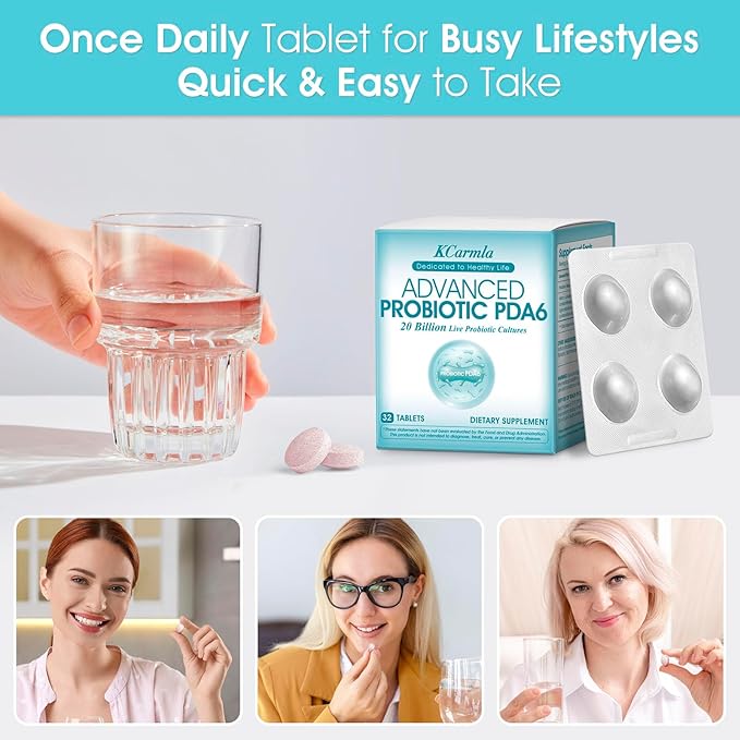 Probiotic for Women PDA6 with Deep Sleep & Mood Support, 20 Billion CFU for Gut Health, Daily Emotional Wellness Supplement, 32 Tablets