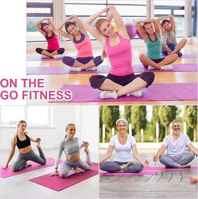 Funtery 24 Pcs 3 mm Thick Yoga Mat Exercise Workout Mat Non Slip Fitness Yoga Pad for Women Gym Home Yoga Pilates