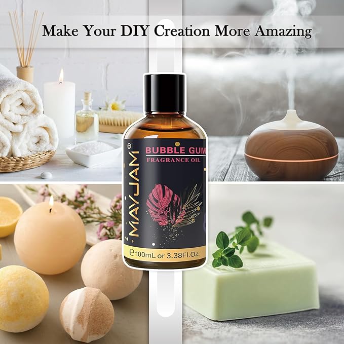 100ML/3.38FL.OZ Bubble Gum Fragrance Oils with Glass Dropper, Essential Oils for Diffusers for Home, Long Lasting Scented Oils for Diffusers Soap Candle Making