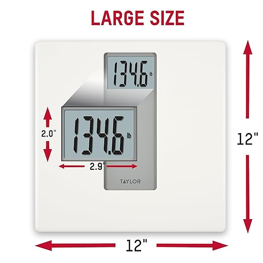 Taylor Digital Glass Bathroom Scale for Body Weight, 400 lb Capacity, Durable Tempered Glass Platform and Easy to Read, White