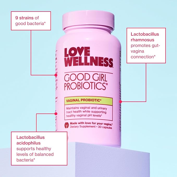 Love Wellness Good Girl Probiotics | Women’s Vaginal Health & pH Balance Supplement | 9-Strain Probiotic for Urinary Tract, Yeast, Odor & Immune Support | Gluten-Free | 60 CT, 60-Day Supply