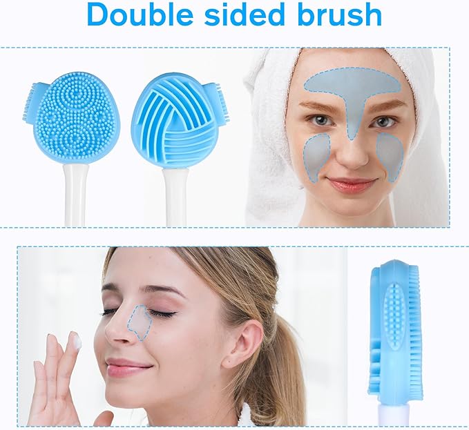 Blue Face Scrubber, Silicone Face Mask Brush Manual Facial Cleansing Brush Faces Exfoliator Scrubber Exfoliating Lip Brushes Facial Skin Care Tool for Makeup Residues Removal Blackheads Whiteheads