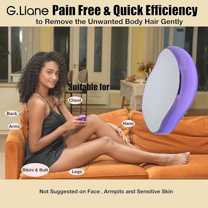 Crystal Hair Eraser,Upgraded Painless Crystal Hair Remover,Effective Nano Glass Hair Removal Device and Skin Exfoliation,Body Epilator for Women and Men(Violet)