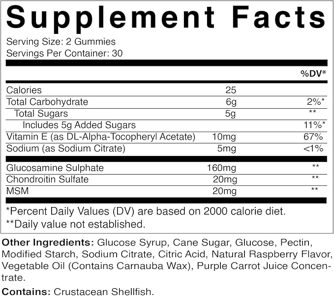 Vitamatic Glucosamine Chondroitin Gummies with MSM & Vitamin E – Joint Support – 60 Pectin-Based Vegan Gummies per Bottle – Pack of 2 (Total 120 Gummies)