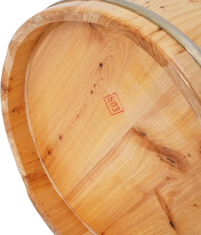 Wooden Footbath Bucket with Lid, Foot Bath with Stool Foot Massager Tub Basin Wooden Pedicure Soak to Relieve Stress Pedicure Bowl Footbath Barrel for for Home Spa Experience (Wood)