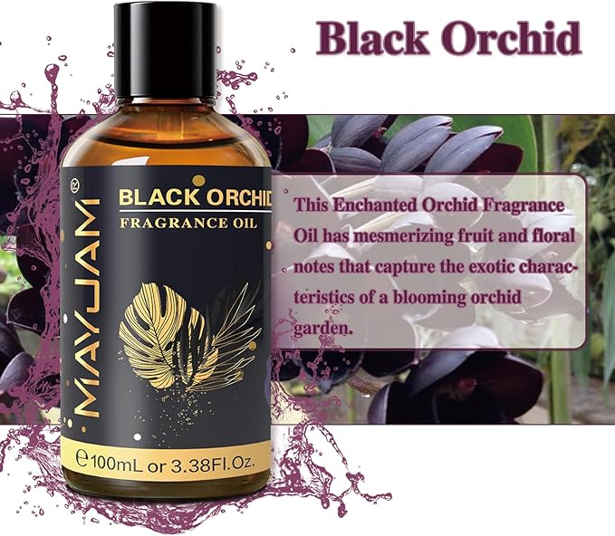 100ML/3.38FL.OZ Black Orchid Fragrance Oils with Glass Dropper, Essential Oils for Diffusers for Home, Long Lasting Scented Oils for Diffusers Soap Candle Making