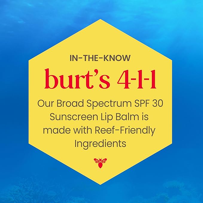 Burt’s Bees SPF 30 Lip Balm, Beaches and Cream, Water-Resistant Sun Care, Nano-Free Zinc Oxide Formula, Natural Origin Conditioning Lip Treatment, 3 Tubes, 0.15 oz.